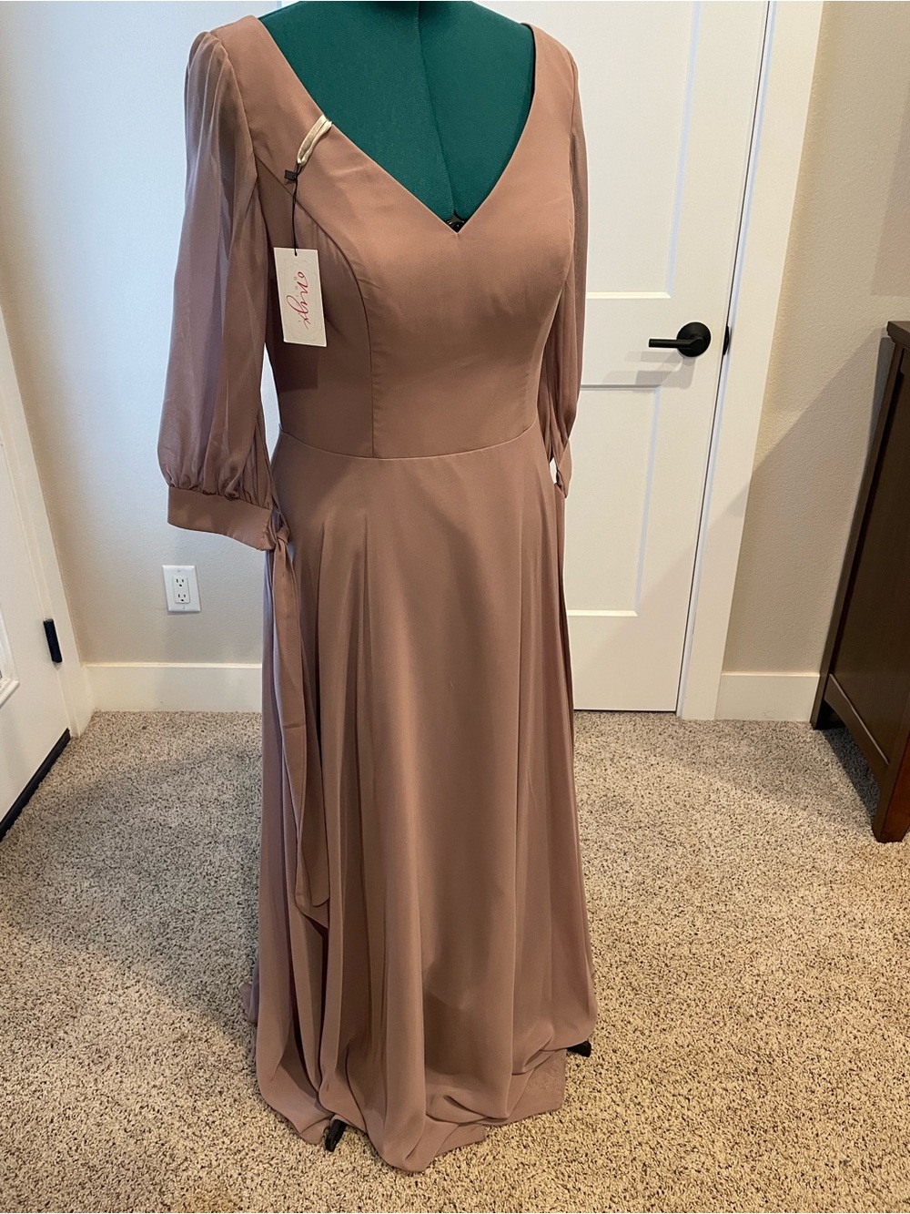 Allure Bridals Dusty Rose Long Sleeve V-Neck Gown
